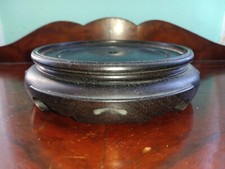 Vintage Asian Carved Wood 4 15/16" Vase Pot Display Plant Stand Hong Kong