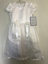 JC Penney S/S Satin Tulle Pearl First Communion Bridal Dress Size 6x