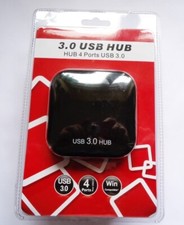 Hub 4 Ports Usb 3.0 Noir Avec Alimentation 5V 3Amp - Ref: 021303