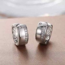 1Ct Round Cut Simulated Diamond Women's Hoop Earring 14K White Gold Plated