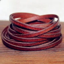 10M Genuine Cow Hide Leather Wide Flat Cord Rope Strips Straps String Crafts DIY