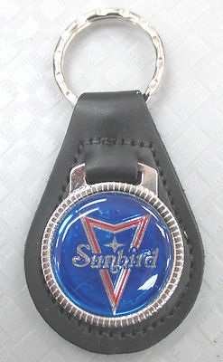 Vintage Blue Pontiac SUNBIRD #3244 Leather Key Ring Key Fob 