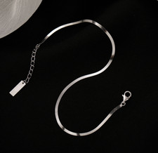 2mm Stainless Steel Silver Herringbone Snake Chain Anklet 8-10" Jewelry PE10