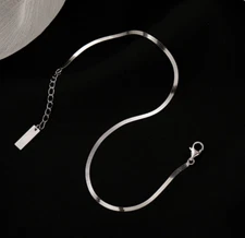 2mm Stainless Steel Silver Herringbone Snake Chain Anklet 8-10" Jewelry PE10