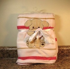 Snugly Baby Puppy Dog Fleece Blanket Pink Stripe NWT