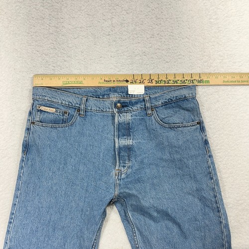 Jeans Calvin Klein slim dritti 38x32 blu denim lavaggio chiaro nuovi con etichette - Foto 4 di 12