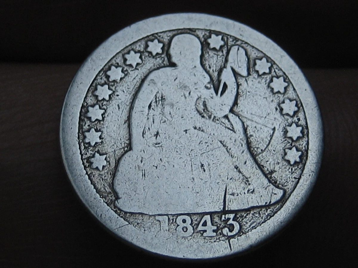 DDD　904545 Circulated Silver Seated Liberty Dimes (1837-1891) 1843 Year for