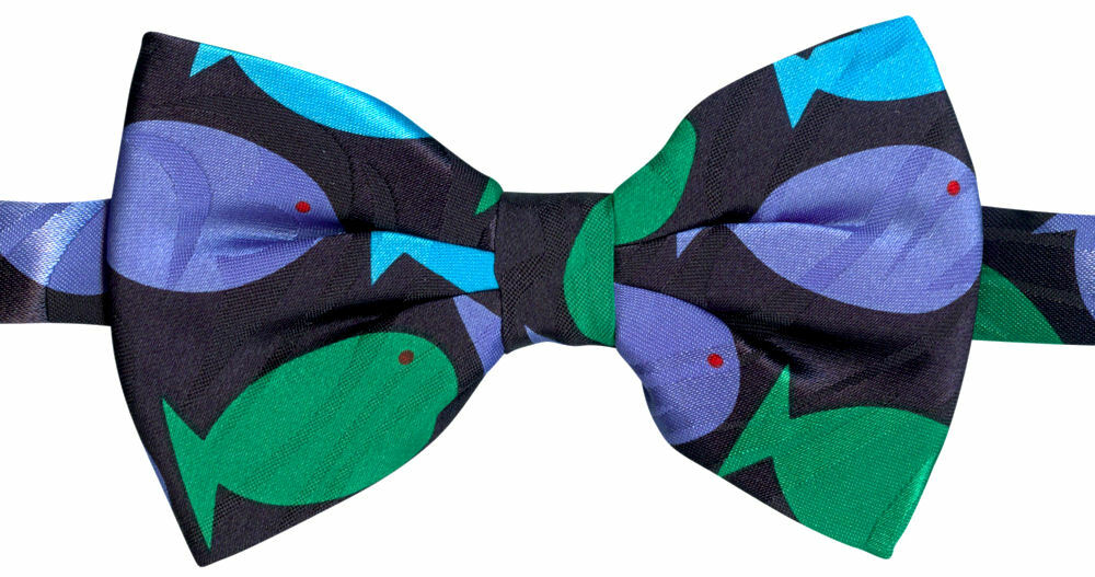 THE TIE STUDIO - Fish, Blue, Green & Purple Men's Novelty Bow-tie