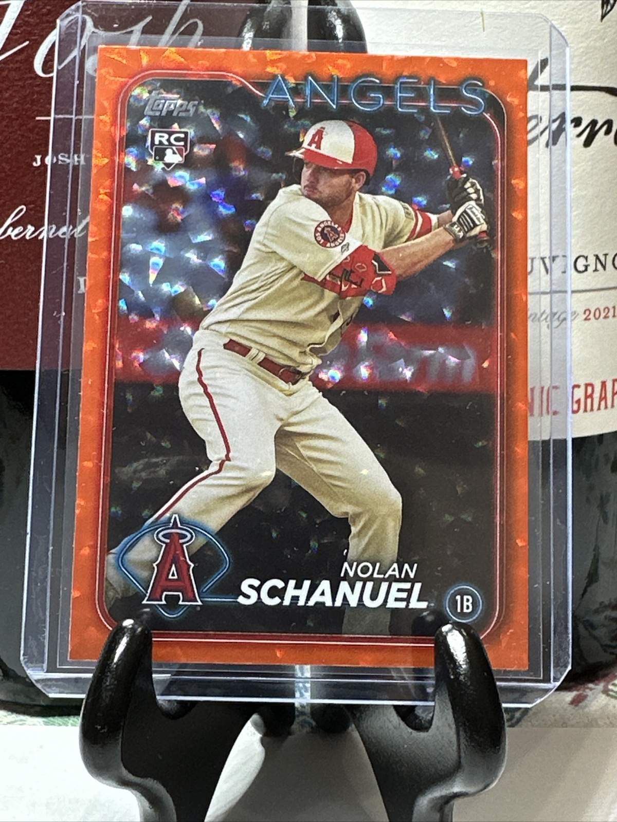 Nolan Schanuel 2024 TOPPS SERIES 1 ORANGE FOILBOARD ROOKIE PARALLEL /299 ANGELS