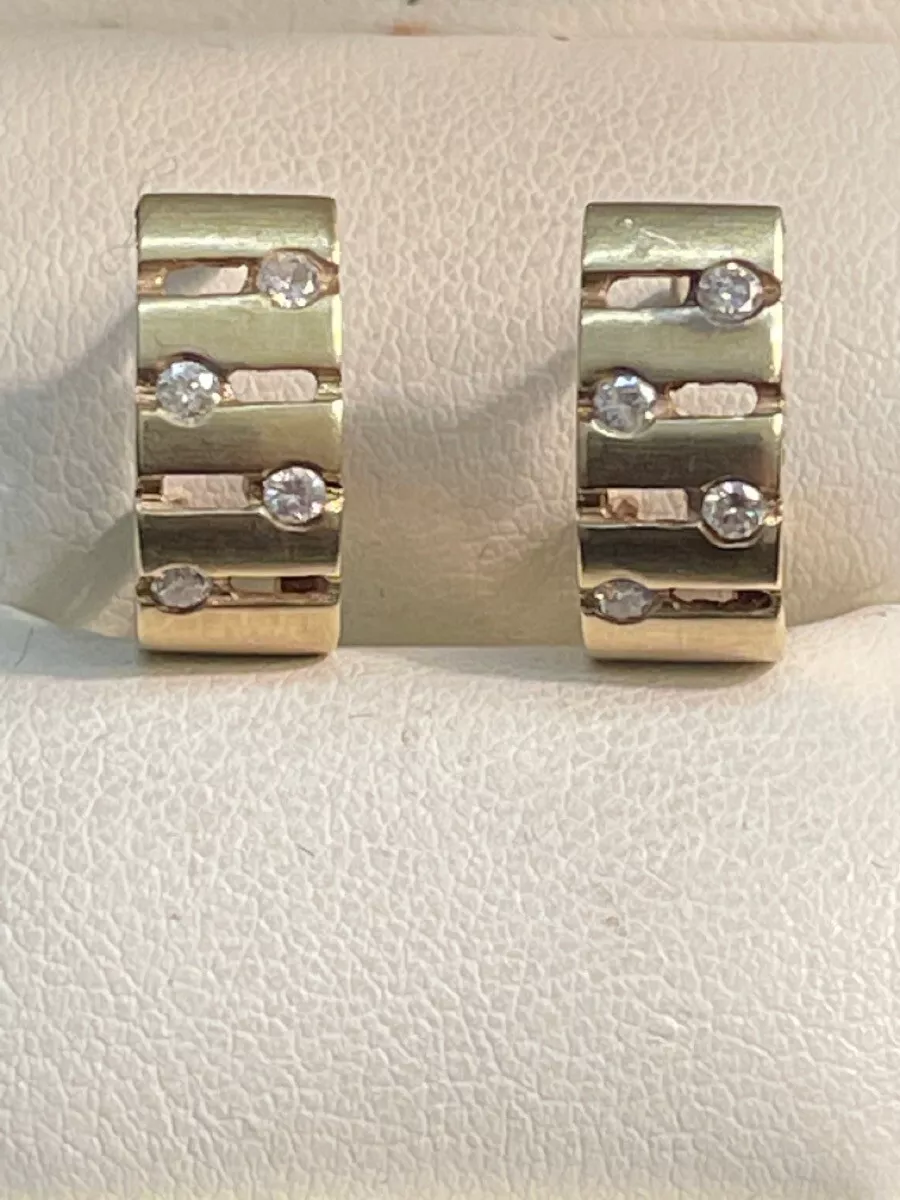 Gold Diamond Earrings 8 Diamonds .24 Carat T.W. 14K Yellow Gold