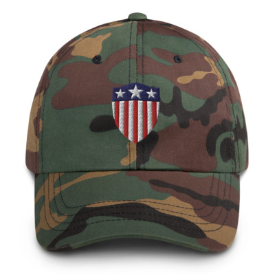 Old Glory American Defender Crest USA Flag Shield Embroidered Dad hat cap