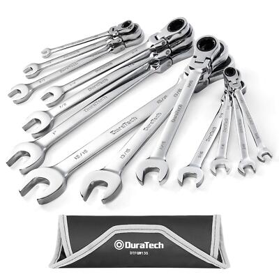 Flex-Head Ratcheting Combination Wrench Set SAE 13-piece 5/16'' to 1'' CR-V S...