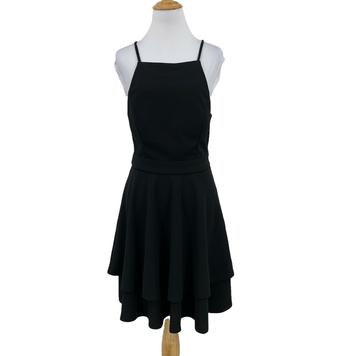 Jun & Ivy Francesca's Halter Tiered Dress Womens L Large Open Back Lace  Padded | eBay