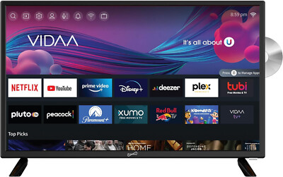 Supersonic 24'' LED Smart HDTV w DVD Player, AC/DC Compatible with Car Cord, 1080