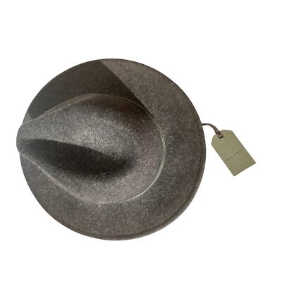 AllSaints Bronson Charcoal Gray Wool Leather Fedora Size S  display picture 1