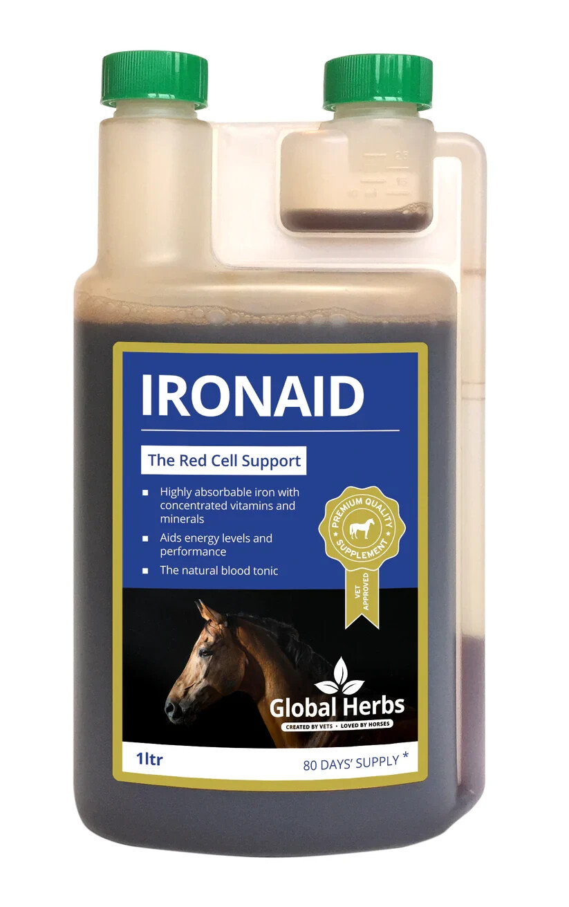 Global Herbs Ironaid The Red Cell Support Horse Supplement 1Ltr
