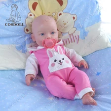 COSDOLL 18" Full Body Silicone Baby Doll Cute Reborn Girl Dolls Open Eyes Dolls