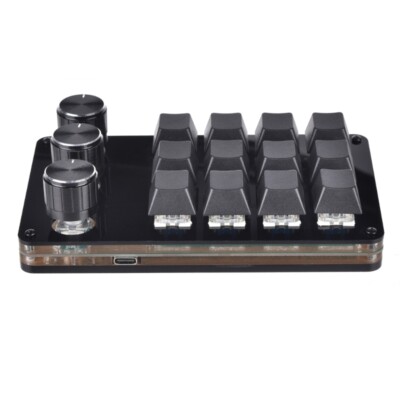 12 Keys USB Keypad Programming Macro Pad with 3 Knobs Macro Mechanical
