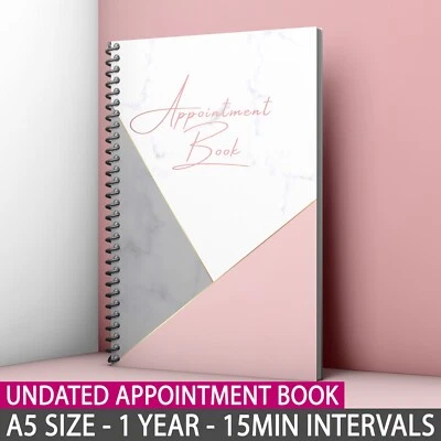 BEAUTY STATIONERY A5 Undated Appointment Book Diary Beauty Salon Therapists 3 Columns Nail Massage