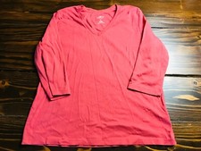 St. John's Bay Shirt, Women's Size XL, Salmon, V-neck, 3/4 Sleeve