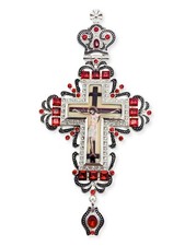 Red Crystals Pectoral Cross Jesus Christ Priest Bishop Christian Clergy Pendant