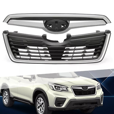 For Subaru Forester 2019 2020 2021 w/Chrome Tirm Front Bumper Grille Upper Grill