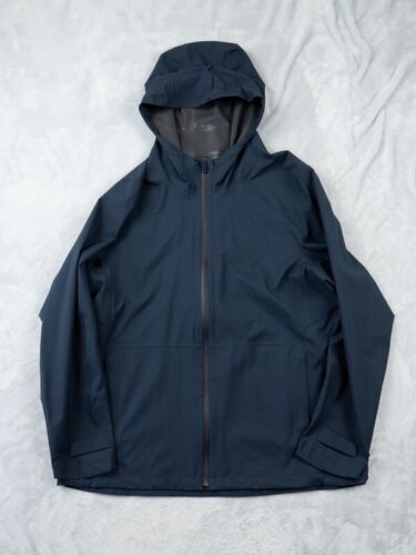Uniqlo Blocktech 3D Cut Parka Hooded Rain Jacket Navy Women's XL Waterproof
