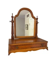 Beautiful Antique Dresser Shaving Mirror-Rare Flame Mahogany? Dovetail Exc Cond