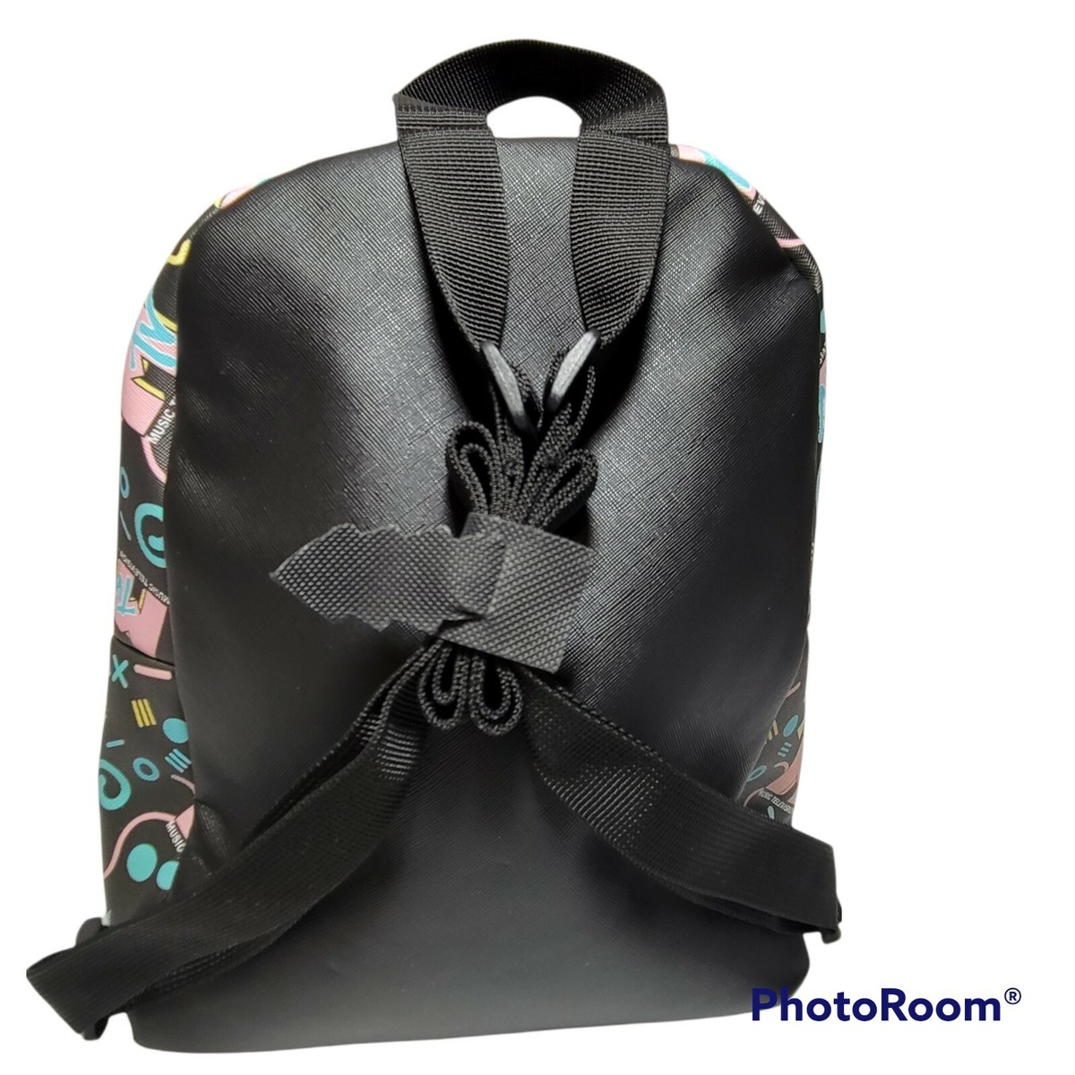 MTV Music Television Mini Backpack w/Zip Pocket Black Multi 10.5\