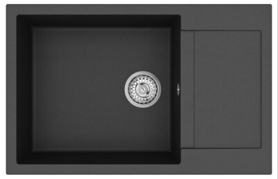 Granitspüle Gurari SQT105 Einbau Spüle 780x500 mm, Black metallic