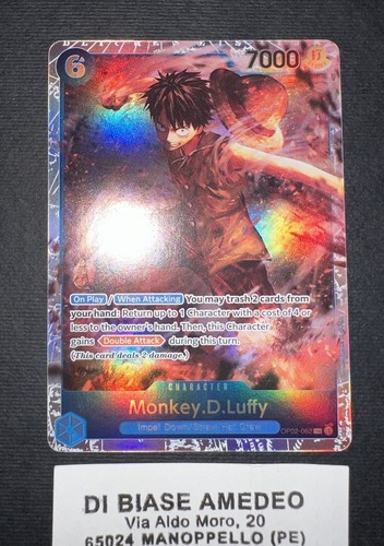BANDAI MONKEY. D.LUFFY FOIL OP02-062 SR PARAMOUNT WAR ENGLISH ONE P CARD GAME! - Bild 2 von 3