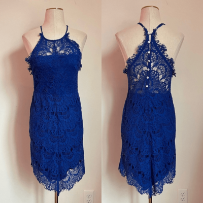 Intimately Free People She's Got It Eyelash Lace Mini Dress Cobalt Blue  Size XS | eBay