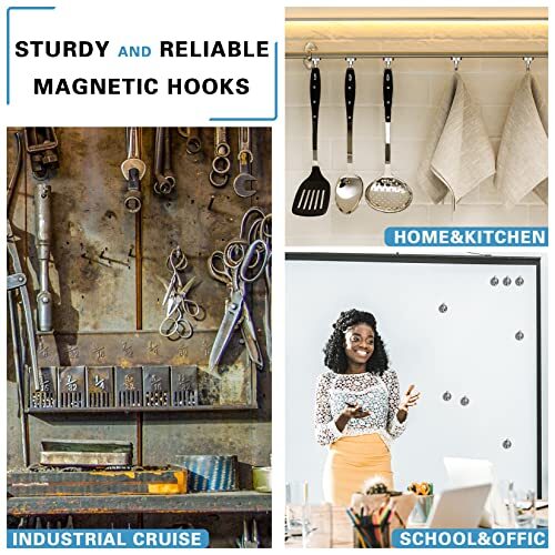 DIYMAG Magnetic Hooks – 25Lbs Strong Neodymium Cruise Hooks, 6-Pack White – Heavy Duty For Fridge, Locker, Kitchen, Garage, Office