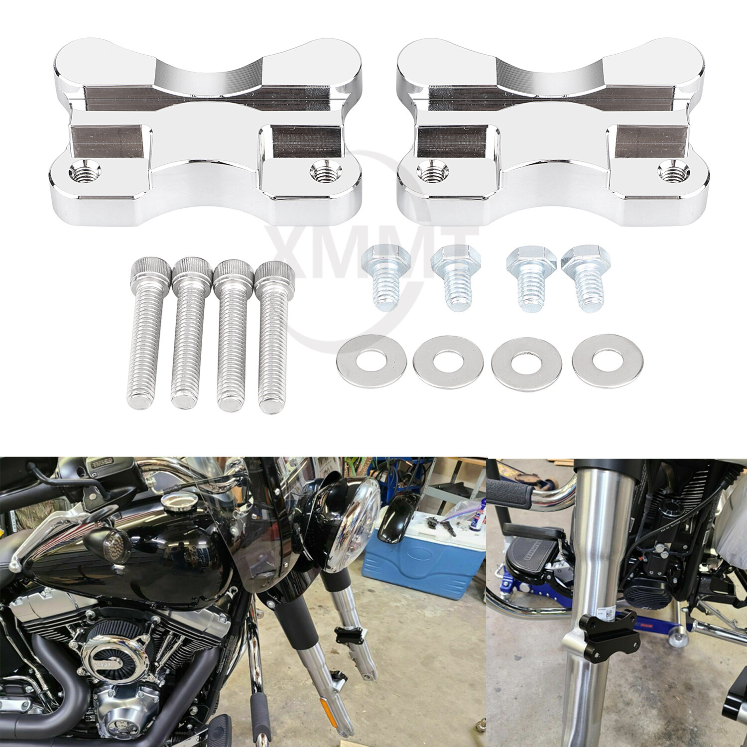 Chrome Front Fender Riser Relocator For Harley Softail 21" Wheel FLST FLS 86-17