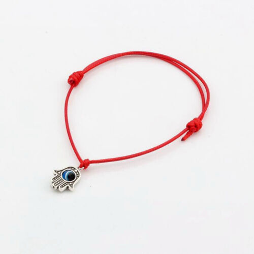 Lucky Red Cord Hamsa Hand Turkish Eye Charm Pendant Kabbalah Bracelet Amulet - Picture 1 of 4