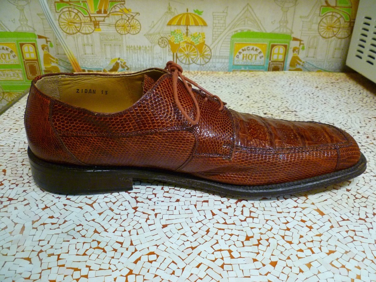 DAVID EDEN Genuine Alligator Crocodile & Lizard Brown Shoes 