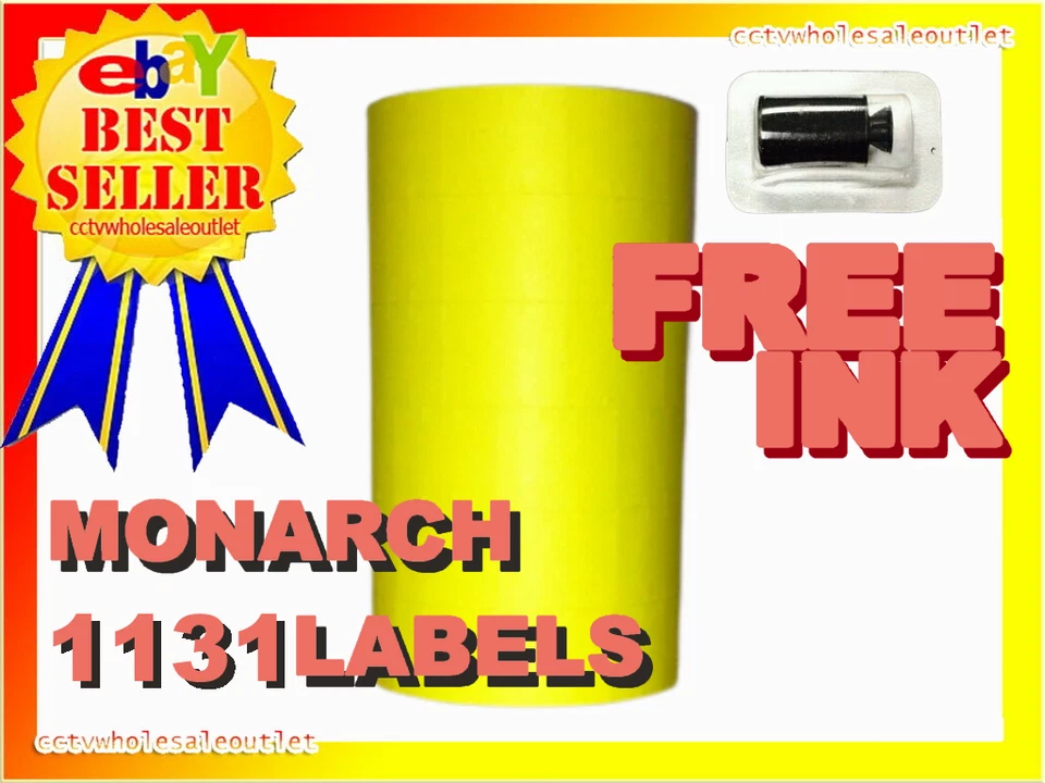 FLUORESCENT YELLOW LABELS FOR MONARCH 1131 PRICING GUN 1 SLEEVE=8ROLLS