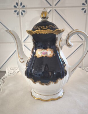 Kaffekanne  Reichenbach echt Kobalt Blau Barock 
