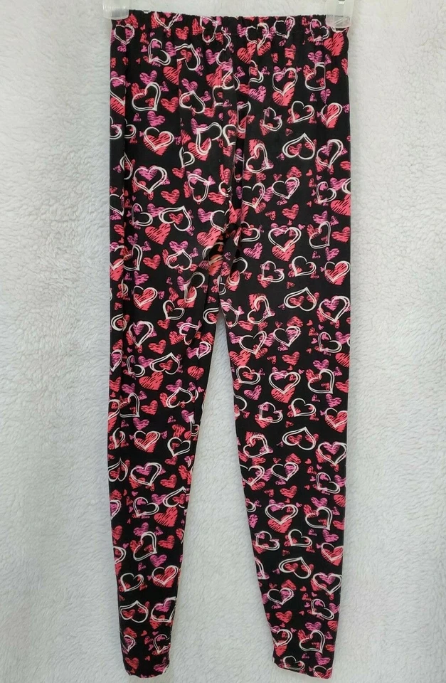 Calça Legging Feminina Tamanho P M G XL Preta Rosa Vermelha Branca Corações Sueded - Imagem 3 de 4