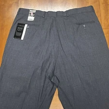 NEW 38x34 J. Ferrar Men's Pleated Dress Pants 100% Wool Gray Small Hole In Knee
