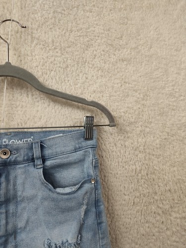 Wall Flower Girls Short 9 Blue Cotton Blend Distressed Regular Fit Roll Up Denim - Picture 3 of 20