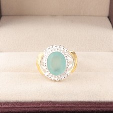 Aqua Chalcedony Gemstone 925 Sterling Ring Handmade Jewelry Ring For Gift