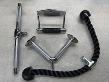 Tricep Rope Curl Bar Pull Down Press Cable Attachment Home Gym Exercise 4 Pieces