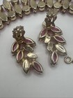 Hattie Carnegie Pink Gripoix Poured Glass Rhinestone Bracelet And Earrings Set — photo 9