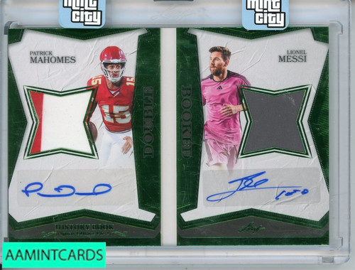 2025 LEAF HISTORY BOOK PATRICK MAHOMES LIONEL MESSI #DB-13 PATCH AUTO 1 OF 2