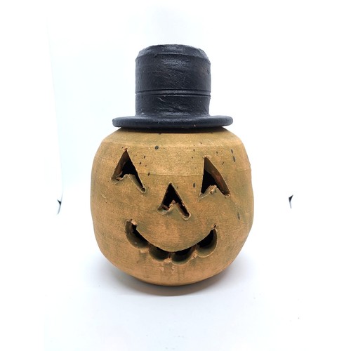 Vintage Hewell Pottery Jack-O-Lantern Pumpkin Halloween