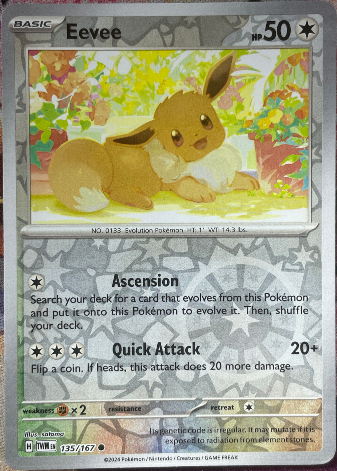 Eevee Reverse Holo - 135/167 - Twilight Masquerade Pokemon 2024