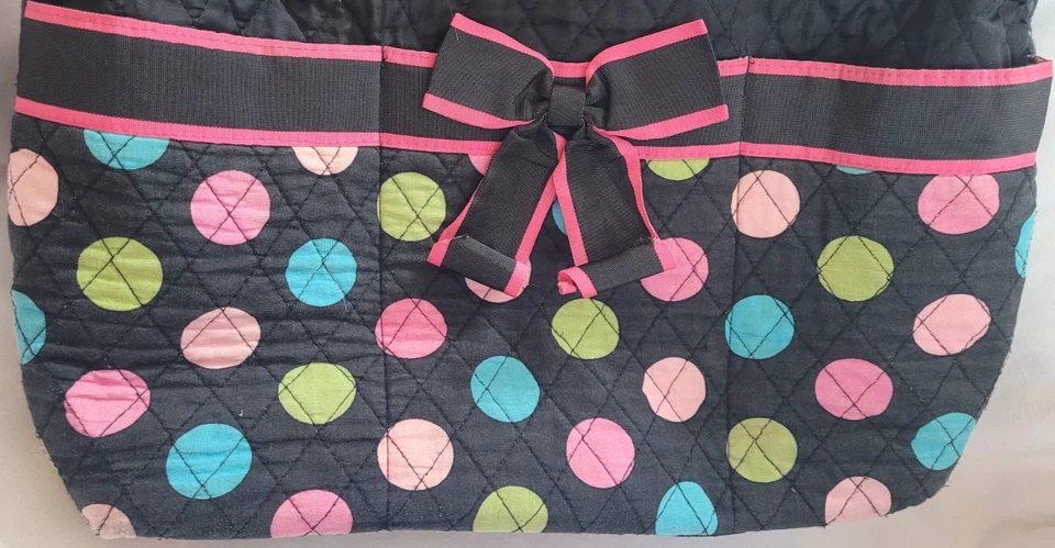 Belvah Acolchado Bolso de Hombro Cartera Bolso Algodón Negro Rosa Azul Lunares Verdes Foto 2 de 4