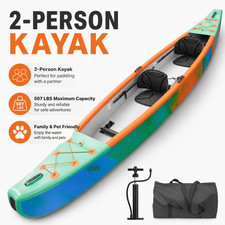 Inflatable Kayak 2 Person, Heavy Duty Tandem Touring Kayak with Aluminum Paddles
