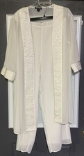 Dana Kay 2 Pc Pant Suit Chiffon Formal Mother Bride Wedding Elegant 22W White